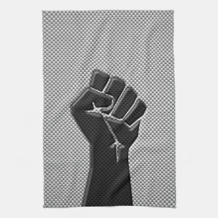Solidarity Fist in Carbon Fibre Style Tea Towel