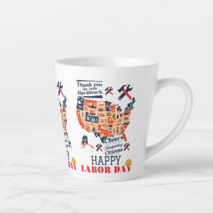 Solidarity Worker Unity Labour Day USA flag Latte Mug