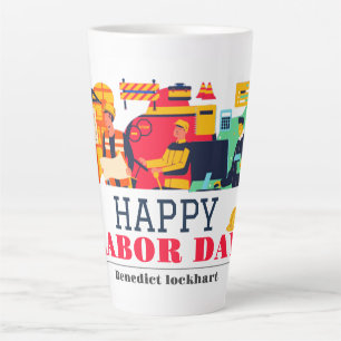 Solidarity Worker Unity Labour Day with USA flag Latte Mug