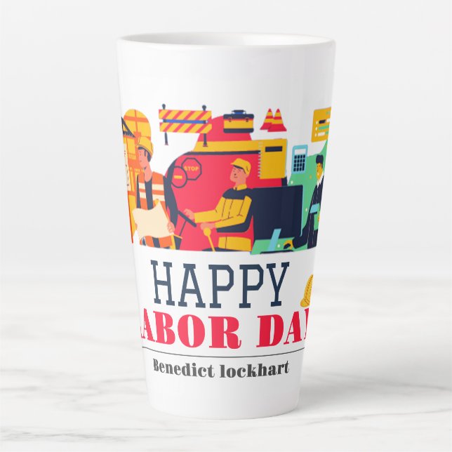 Solidarity Worker Unity Labour Day with USA flag  Latte Mug (Front)