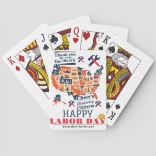 Solidarity Worker Unity Labour Day with USA flag  Playing Cards