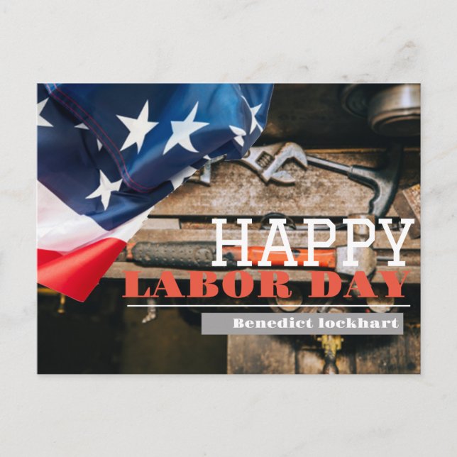Solidarity Worker Unity Labour Day with USA flag Postcard (Front)