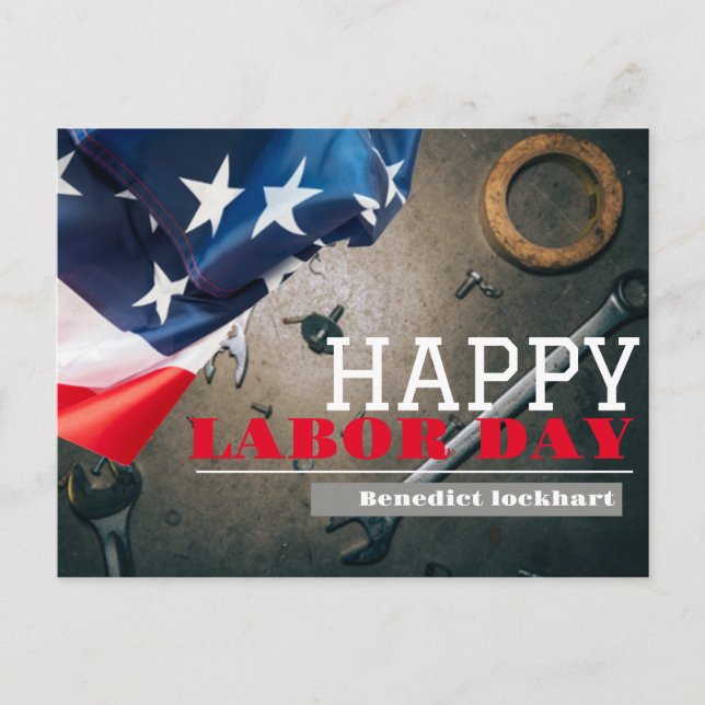 Solidarity Worker Unity Labour Day with USA flag Postcard (Front)