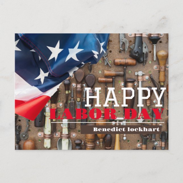 Solidarity Worker Unity Labour Day with USA flag Postcard (Front)
