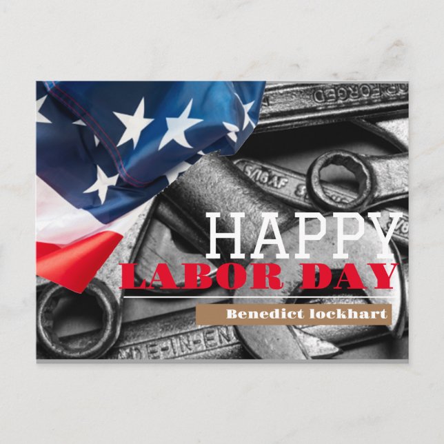 Solidarity Worker Unity Labour Day with USA flag   Postcard (Front)
