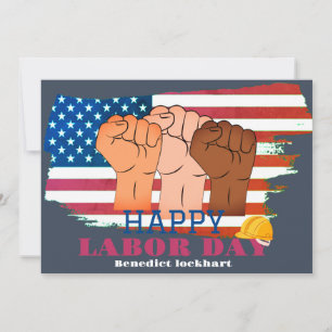 Solidarity Worker Unity Labour Day with USA flag Thank You Card