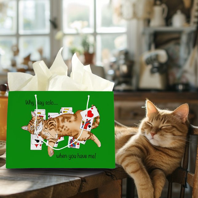 Solitaire Funny Orange Tabby Cat Playing Cards  Large Gift Bag (Creator Uploaded)