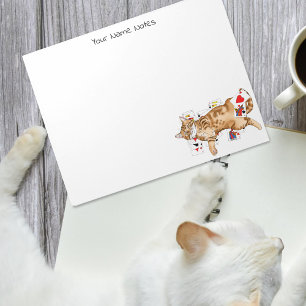 Solitaire Funny Orange Tabby Cat Playing Cards  Notepad
