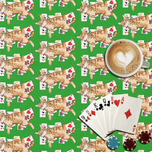 Solitaire Funny Orange Tabby Cat Playing Cards Tablecloth