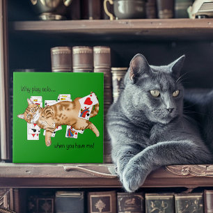 Solitaire Funny Orange Tabby Cat Playing Cards  Tile