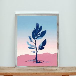 Solitary Blue Tree in the Desert Landscape Photo Print
