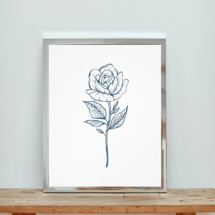 Solitary Elegance: A Single Blue Rose  Photo Print