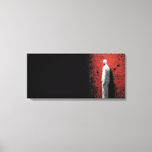 Solitary Figure Against Red Brick Wall  Canvas Print
