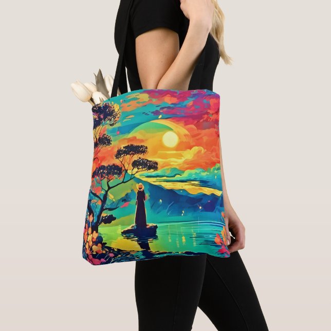 Solitary Figure at Sunset Tote Bag (Close Up)