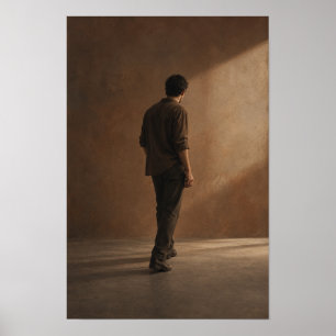 Solitary Man in Warm Sunlit Interior Figurative Wa Poster