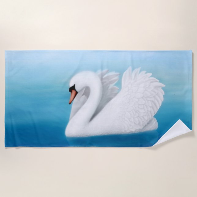 Solitary Mute Swan Beach Towel (Front)