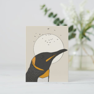 Solitary Penguin Under the Moon Postcard