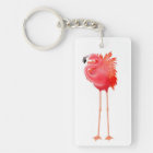 Solitary Pink Flamingo Bird Keychain