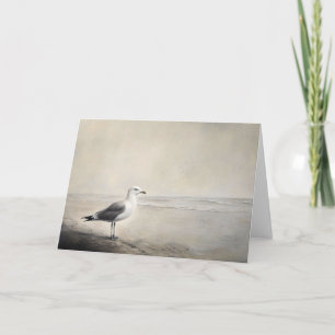 Solitary Seagull by the Shore Card