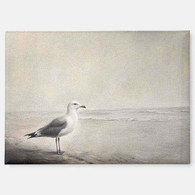 Solitary Seagull by the Shore Magnet (Front)