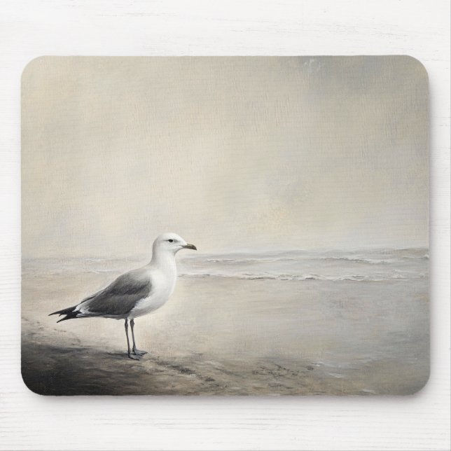 Solitary Seagull by the Shore Mouse Pad (Front)