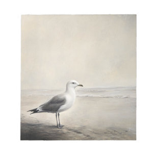 Solitary Seagull by the Shore Notepad