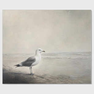 Solitary Seagull by the Shore Wrapping Paper