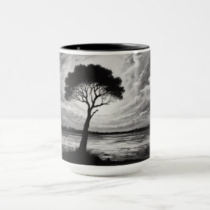 Solitary Sentinel A Majestic Tree Against a Drama Mug