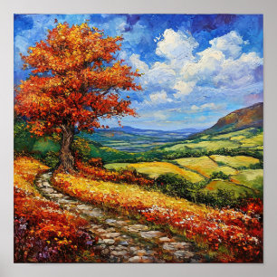 🌳 Solitary Tree Empty Meadow Landscape Serenity Poster