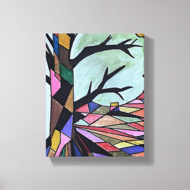 SOLITARY TREE IN THE MOONLIGHT CANVAS PRINT (Front)