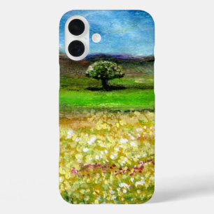 SOLITARY TREE IN THE YELLOW FLOWER FIELD,TUSCANY iPhone 16 PLUS CASE