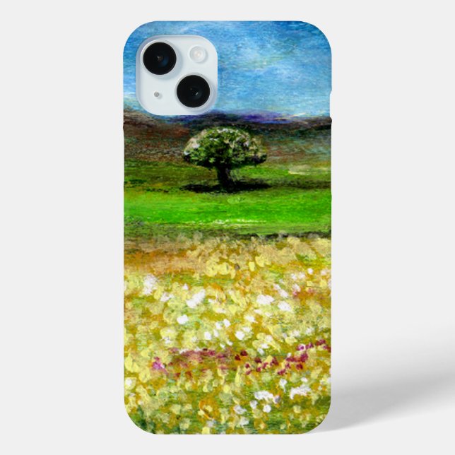 SOLITARY TREE IN THE YELLOW FLOWER FIELD,TUSCANY Case-Mate iPhone CASE (Back)