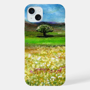 SOLITARY TREE IN THE YELLOW FLOWER FIELD,TUSCANY iPhone 15 PLUS CASE