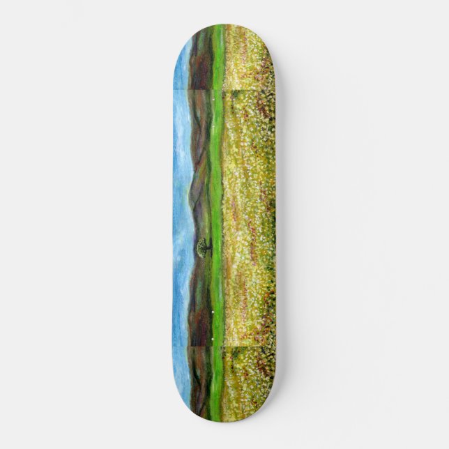 SOLITARY TREE IN THE YELLOW FLOWER FIELD,TUSCANY SKATEBOARD (Front)