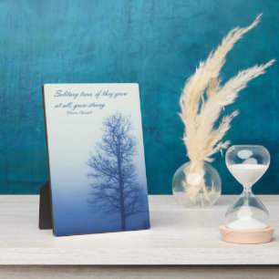 Solitary Trees Grow Strong - Silhouette in Fog Plaque