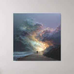 Solitary Walker Storm Cloud Gateway Canvas Print
