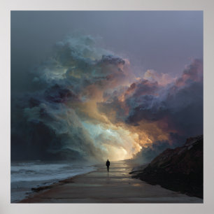 Solitary Walker Storm Cloud Gateway Poster