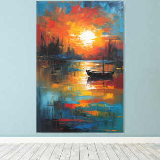 Solitude at Dusk: The Last Boat Canvas Print