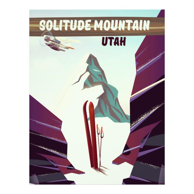 Solitude Mountain Utah vintage travel poster. Photo Print (Front)