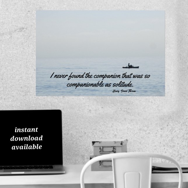Solitude Thoreau Quote Ocean Kayaking Blue Poster (Creator Uploaded)