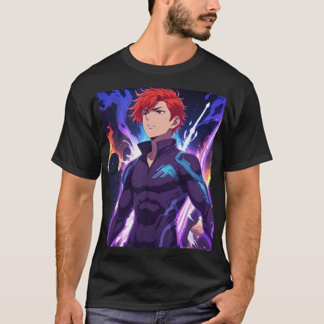 solo Anime Poster – Fiery Red Hair, Intense Action T-Shirt (Front)