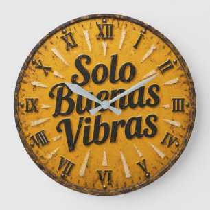 Solo Buenas Vibras Spanish Quote Positive Large Clock