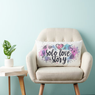 Solo Love Story Cute Slogan Lumbar Cushion
