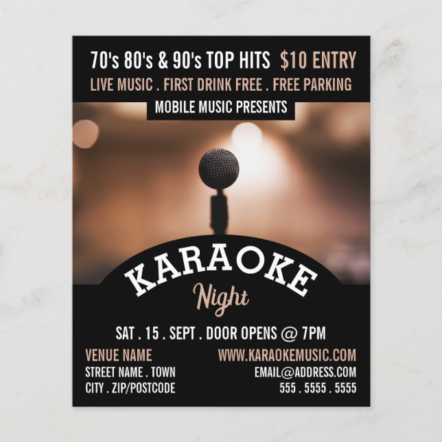 Solo Microphone, Karaoke Event Advertising Flyer (Front)