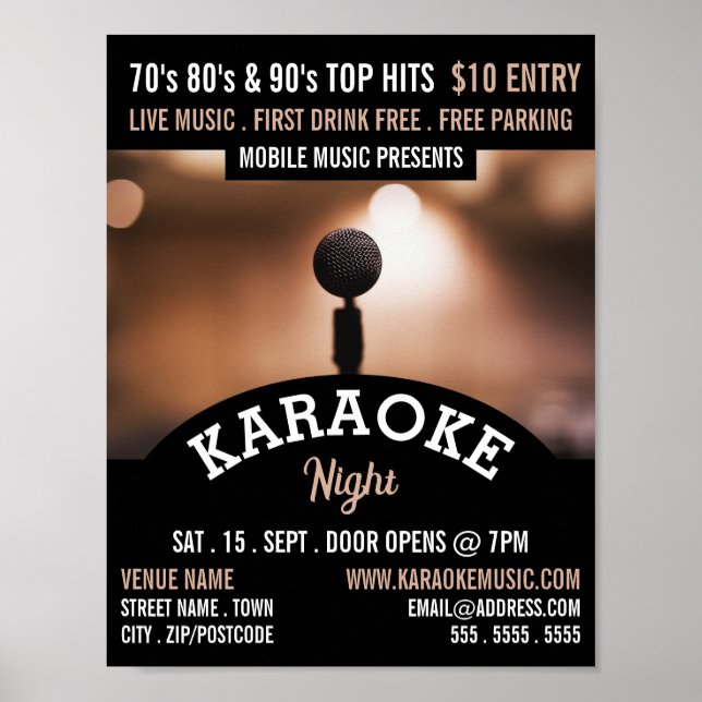 Solo Microphone, Karaoke Event Advertising Poster (Front)