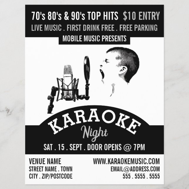 Solo Singer, Karaoke Event Advertising Flyer (Front)