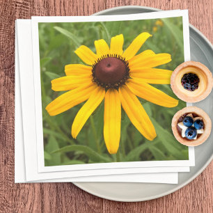 Solo Yellow Rudbeckia Flower Close-Up Photograph Napkin