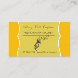 Soloist Performer Jazz Golden French Horn Business Card