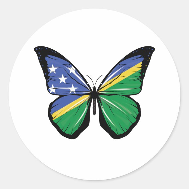Solomon Island Butterfly Flag Classic Round Sticker (Front)