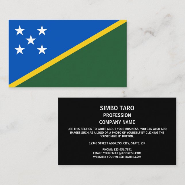 Solomon Islander Flag, Flag of Solomon Islands Business Card (Front/Back)